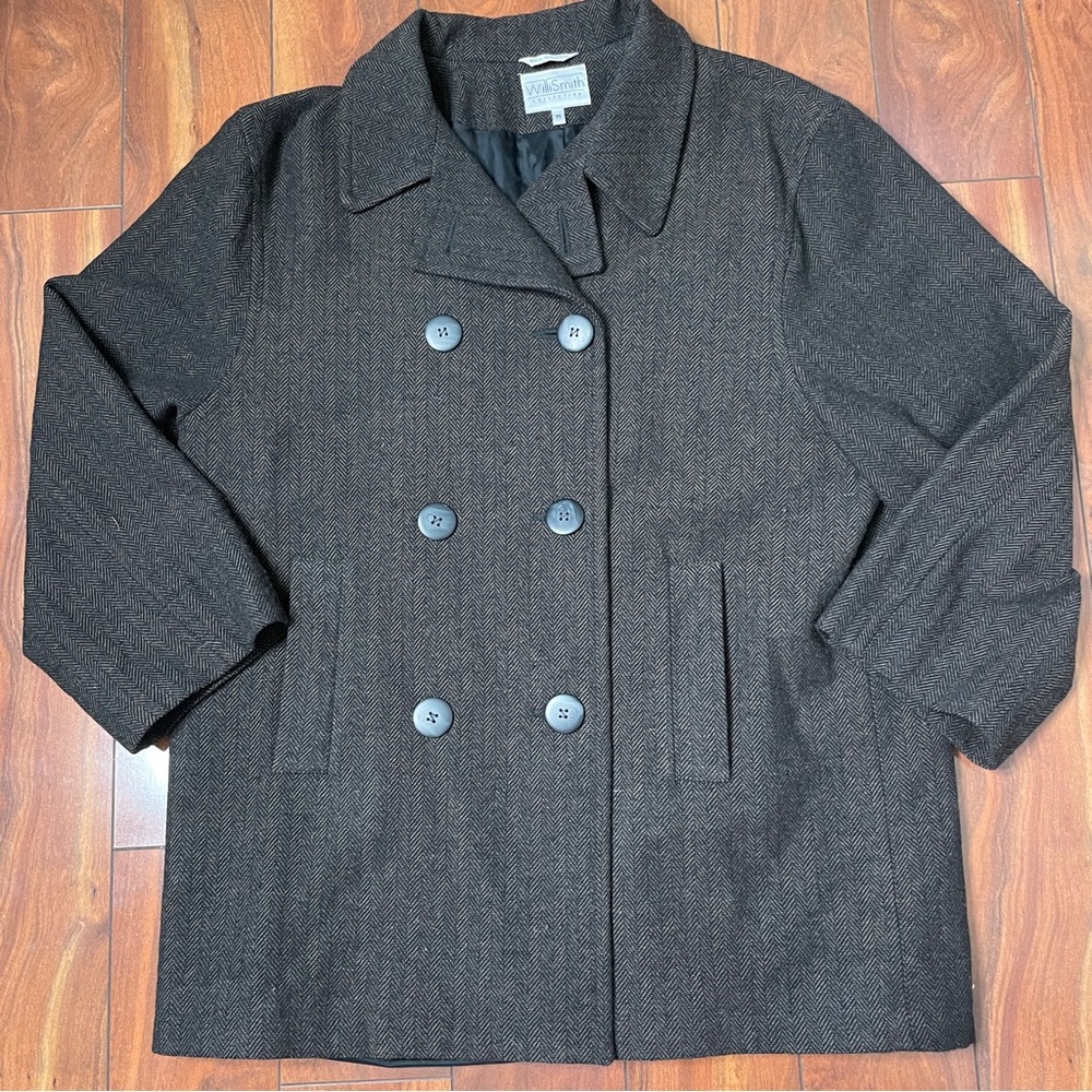 Willi Smith Double Breasted Herringbone Wool Coat - image 3